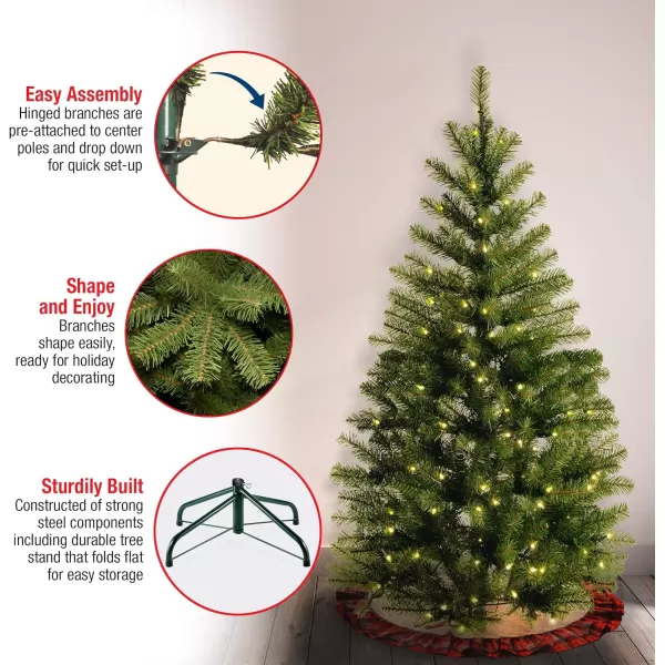 National Tree Company PreLit Artificial Slim Christmas Tree Green Aspen Spruce White Lights Includes Stand 6 Feet4 ft