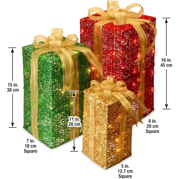 National Tree Company lit Artificial Christmas Dcor 3Piece Set Includes PreStrung White Mini Lights Sisal Gift BoxesNational Tree Company lit Artificial Christmas Dcor 3Piece Set Includes PreStrung White Mini Lights Sisal Gift Boxes