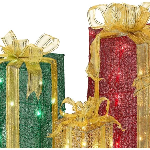 National Tree Company lit Artificial Christmas Dcor 3Piece Set Includes PreStrung White Mini Lights Sisal Gift BoxesNational Tree Company lit Artificial Christmas Dcor 3Piece Set Includes PreStrung White Mini Lights Sisal Gift Boxes