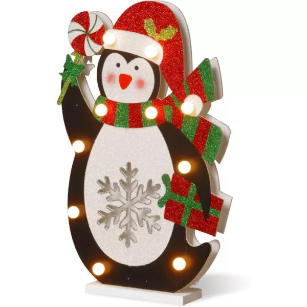 National Tree 17 Inch Wood Look Double Sided Penguin Holding a Lollypop with 10 Warm white Battery Operated LED Lights MZC1327National Tree 17 Inch Wood Look Double Sided Penguin Holding a Lollypop with 10 Warm white Battery Operated LED Lights MZC1327