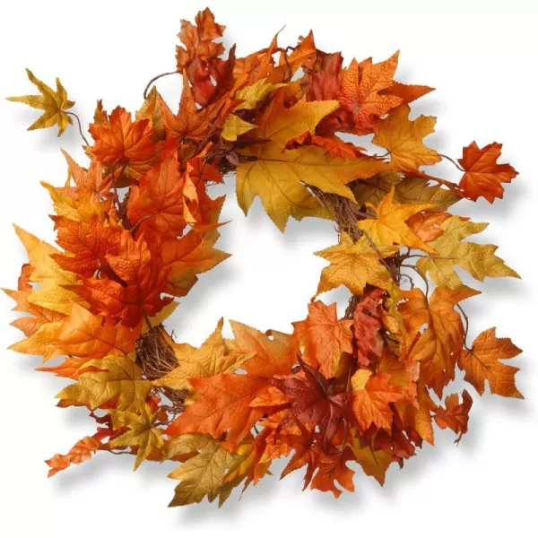 National Tree Company Artificial Autumn Wreath Decorated with Maple Leaves Autumn Collection 24 inchesNational Tree Company Artificial Autumn Wreath Decorated with Maple Leaves Autumn Collection 24 inches