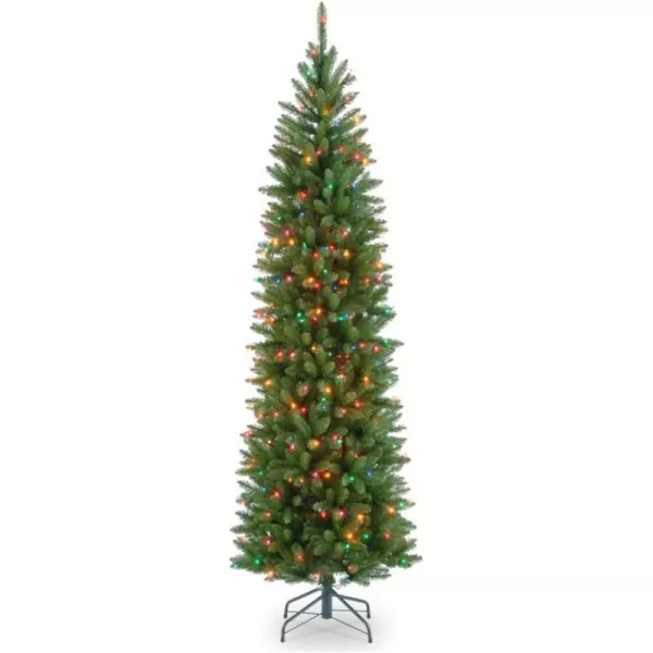 National Tree Company Artificial PreLit Slim Christmas Tree Green Kingswood Fir White Lights Includes Stand 65 FeetNo Size MultiGreen