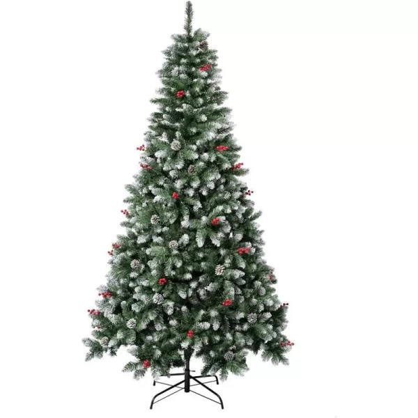 National Tree Company First Frosted Traditions Christmas Tree with Hinged Branches Pinecones and Red Berries 75 ftNational Tree Company First Frosted Traditions Christmas Tree with Hinged Branches Pinecones and Red Berries 75 ft