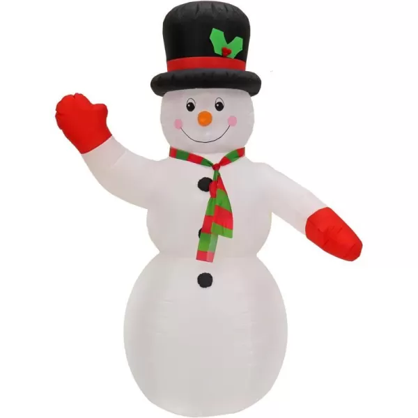 National Tree Company First Traditions Inflatable Cheerful Snowman Christmas Lawn Decoration Includes Ground Stakes and Tethers LED Lights Plug in 96inNational Tree Company First Traditions Inflatable Cheerful Snowman Christmas Lawn Decoration Includes Ground Stakes and Tethers LED Lights Plug in 96in