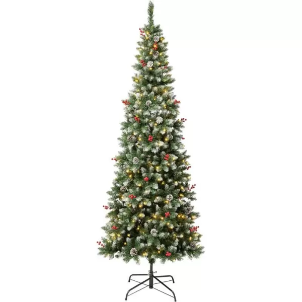 National Tree Company First Traditions PreLit Cullen Slim Christmas Tree with Hinged Branches Warm White LED Lights Plug in 75ftNational Tree Company First Traditions PreLit Cullen Slim Christmas Tree with Hinged Branches Warm White LED Lights Plug in 75ft