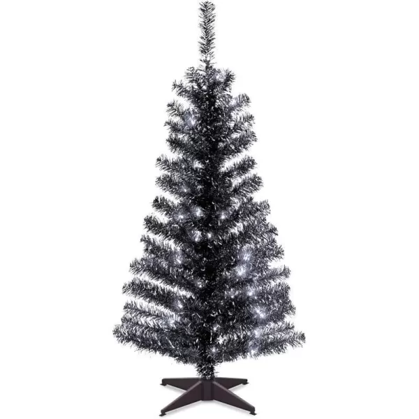 National Tree Company PreLit Artificial Christmas Tree Pink Tinsel White Lights Includes Stand 4 feetBlack