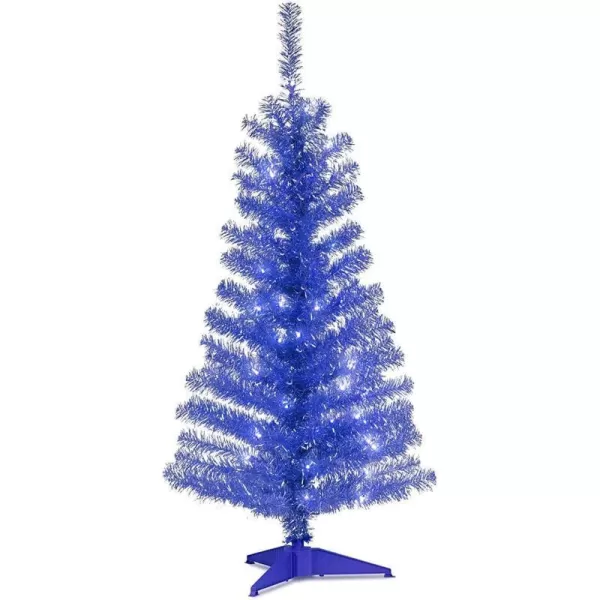 National Tree Company PreLit Artificial Christmas Tree Pink Tinsel White Lights Includes Stand 4 feetBlue