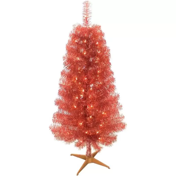 National Tree Company PreLit Artificial Christmas Tree Pink Tinsel White Lights Includes Stand 4 feetRose Gold