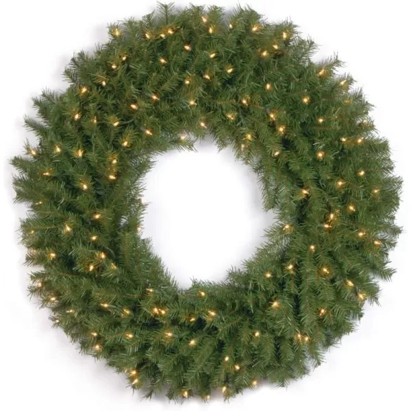 National Tree Company PreLit Artificial Christmas Wreath Green Norwood Fir White Lights Christmas Collection 48 Inches36 in Wreath