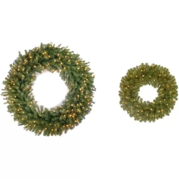 National Tree Company PreLit Artificial Christmas Wreath Green Norwood Fir White Lights Christmas Collection 48 Inches48Inch Wreath  Wreaths Green 24 Inches