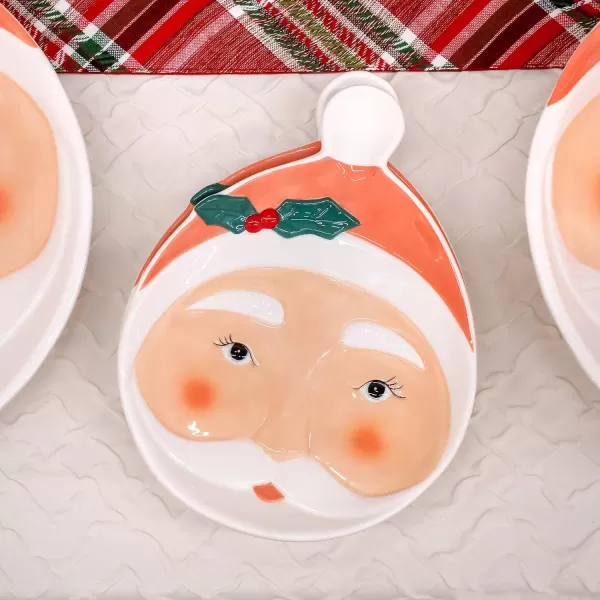 HGTV Home Collection Ceramic Santa Plates Set of 4 with Glossy Finish Christmas Themed Blush 1inHGTV Home Collection Ceramic Santa Plates Set of 4 with Glossy Finish Christmas Themed Blush 1in