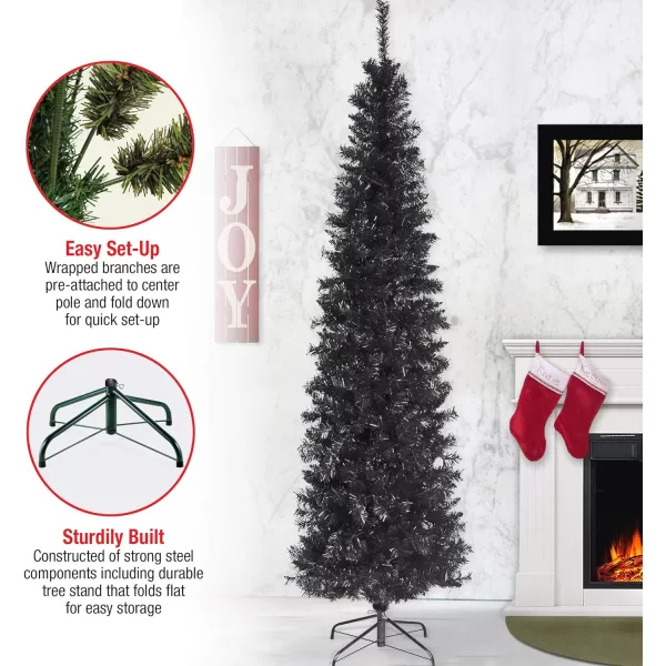 National Tree Company Artificial Christmas Tree Black Tinsel Includes Stand 7 feetNational Tree Company Artificial Christmas Tree Black Tinsel Includes Stand 7 feet