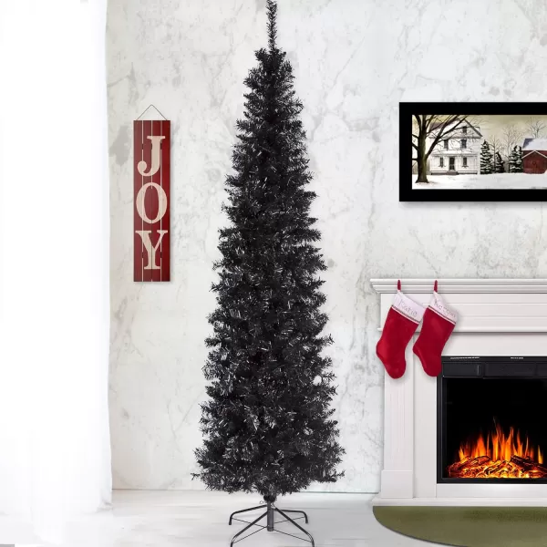 National Tree Company Artificial Christmas Tree Black Tinsel Includes Stand 7 feetNational Tree Company Artificial Christmas Tree Black Tinsel Includes Stand 7 feet