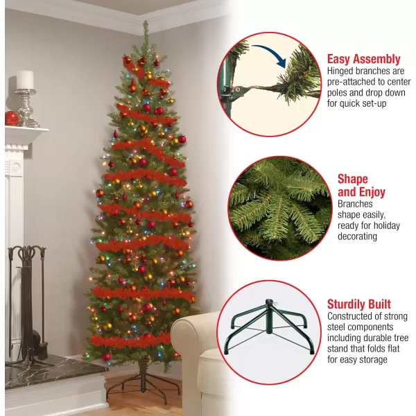 National Tree Company Artificial PreLit Slim Christmas Tree Green Kingswood Fir Multicolor Lights Includes Stand 65 Feet75 ft Christmas Tree