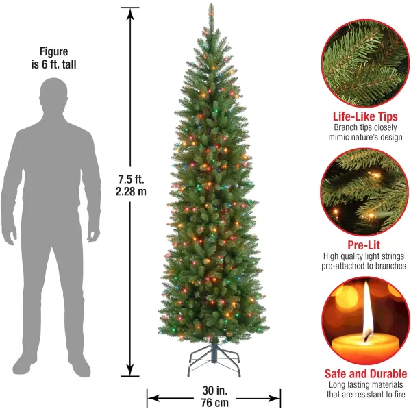 National Tree Company Artificial PreLit Slim Christmas Tree Green Kingswood Fir Multicolor Lights Includes Stand 65 Feet75 ft Christmas Tree