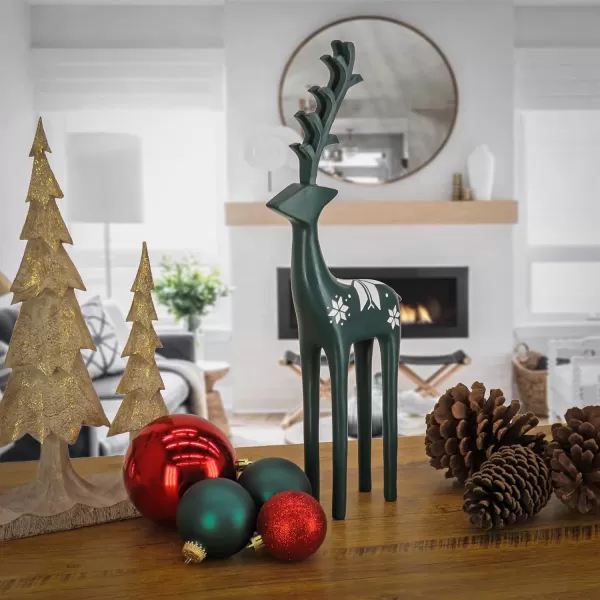 National Tree Company HGTV Home Collection Swiss Chic Deer Decor Deep Green 15inNational Tree Company HGTV Home Collection Swiss Chic Deer Decor Deep Green 15in