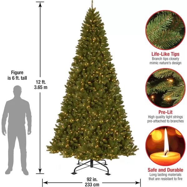 National Tree Company PreLit Artificial Giant Christmas Tree Green North Valley Spruce White Lights Includes Stand 16 Feet12 ft