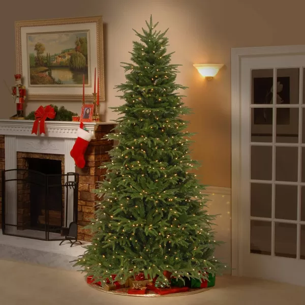 National Tree Company PreLit Feel Real Artificial Full Christmas Tree Green Northern Frasier Fir White Lights Includes Stand 75 Feet75 ft Green