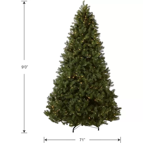 National Tree Company Prelit Feel Real Artificial Full Downswept Christmas Tree Green Douglas Fir Dual Color LED Lights Includes Stand 9 feet9 ft Christmas Tree