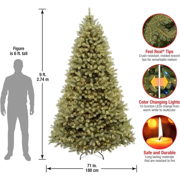 National Tree Company Prelit Feel Real Artificial Full Downswept Christmas Tree Green Douglas Fir Dual Color LED Lights Includes Stand 9 feet9 ft Christmas Tree  Crestwood Spruce  24 inch