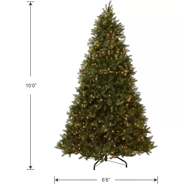 National Tree Company Prelit Feel Real Artificial Giant Downswept Christmas Tree Green Douglas Fir White Lights Includes Stand 10 feet10 ft Christmas Tree