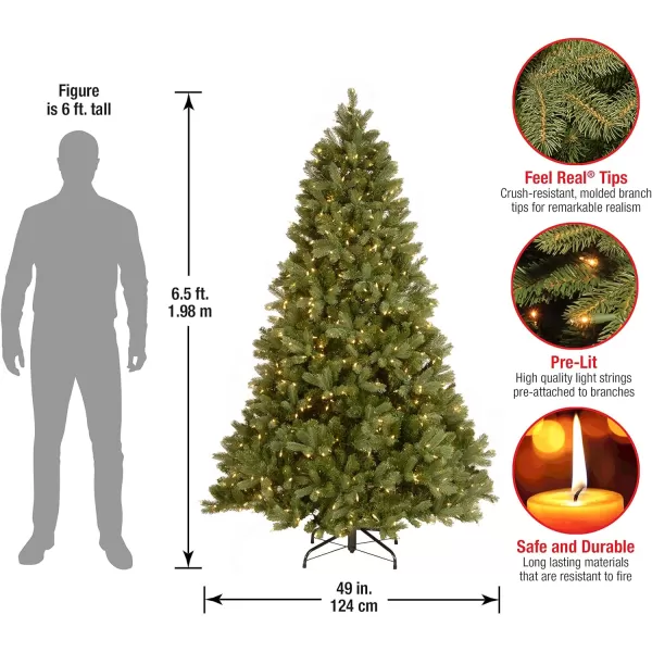 National Tree Company Prelit Feel Real Artificial Giant Downswept Christmas Tree Green Douglas Fir White Lights Includes Stand 10 feet65 ft Christmas Tree  Crestwood Spruce  24 inch