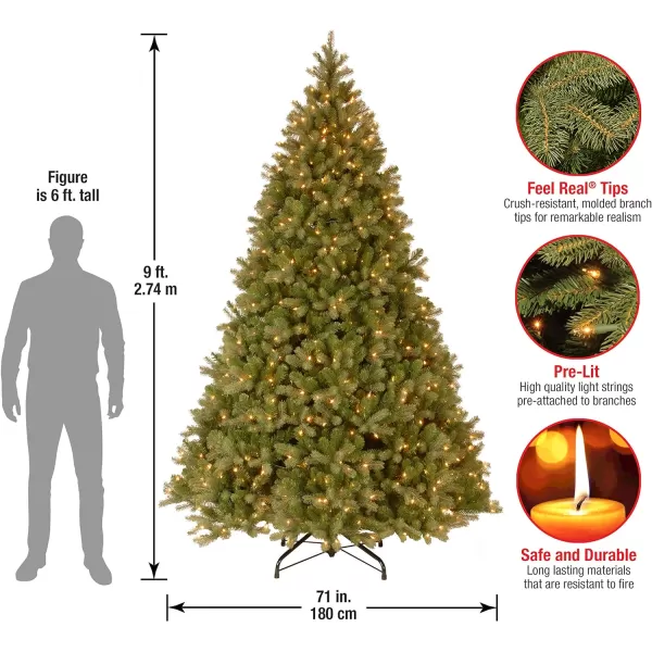 National Tree Company Prelit Feel Real Artificial Giant Downswept Christmas Tree Green Douglas Fir White Lights Includes Stand 10 feet9 ft Christmas Tree