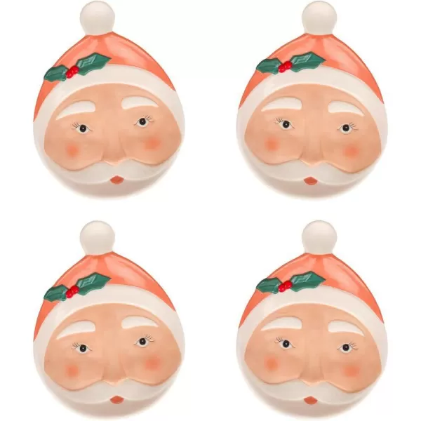 HGTV Home Collection Ceramic Santa Plates Set of 4 with Glossy Finish Christmas Themed Blush 1inHGTV Home Collection Ceramic Santa Plates Set of 4 with Glossy Finish Christmas Themed Blush 1in