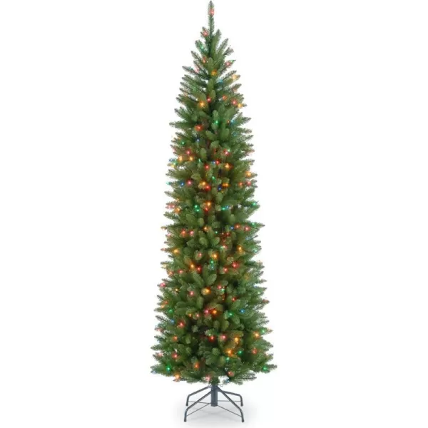 National Tree Company Artificial PreLit Slim Christmas Tree Green Kingswood Fir Multicolor Lights Includes Stand 65 Feet7 ft Christmas Tree