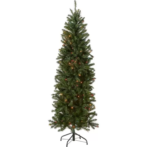 National Tree Company Artificial PreLit Slim Christmas Tree Green Kingswood Fir Multicolor Lights Includes Stand 65 FeetKingswood Fir Slim65 ft Christmas Tree