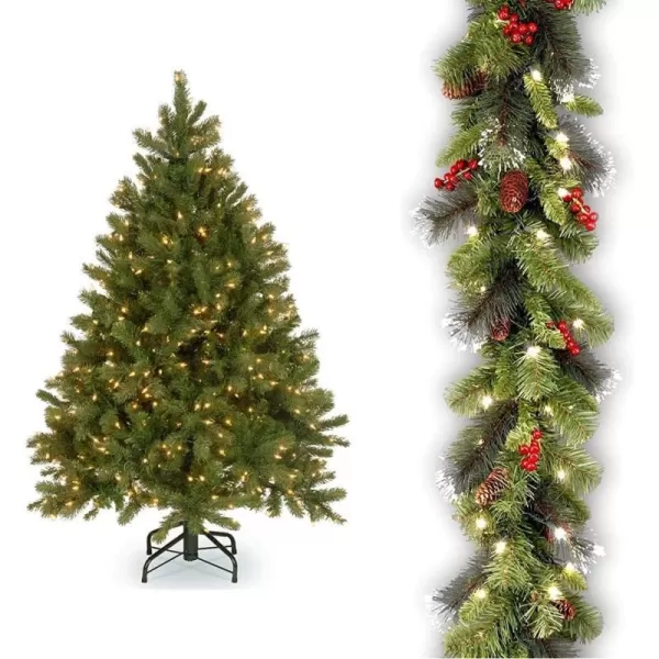 4.5 ft Christmas Tree + Garland, Crestwood Spruce