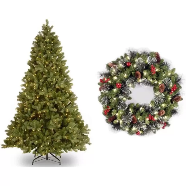 National Tree Company Prelit Feel Real Artificial Giant Downswept Christmas Tree Green Douglas Fir White Lights Includes Stand 10 feet65 ft Christmas Tree  Crestwood Spruce  24 inch