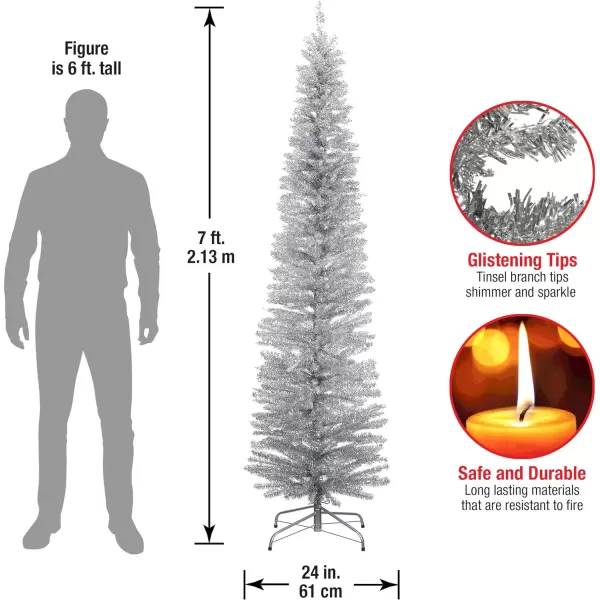 National Tree Company Artificial Christmas Tree Silver Tinsel Includes Stand 7 feetNational Tree Company Artificial Christmas Tree Silver Tinsel Includes Stand 7 feet