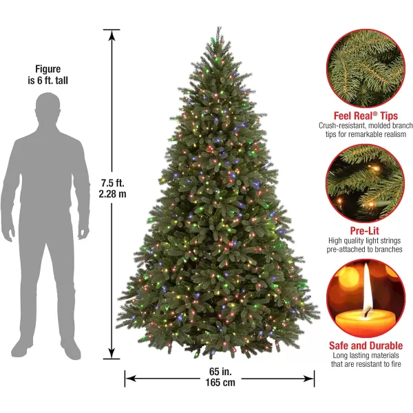 National Tree Company Feel Real Prelit Artificial Christmas Tree  Includes Prestrung MultiColor Lights and Stand  Jersey Fraser Fir  75 ft75 ft Tree  Garland Crestwood Spruce