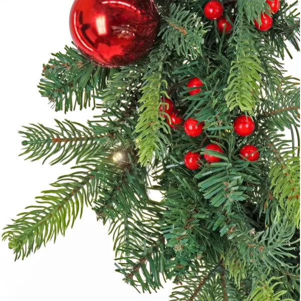 National Tree Company First Traditions PreLit Christmas Wreath with Red Ornaments and Berries Warm White LED Lights Battery Operated 24 inNational Tree Company First Traditions PreLit Christmas Wreath with Red Ornaments and Berries Warm White LED Lights Battery Operated 24 in