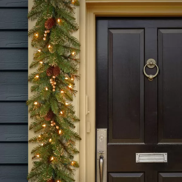 National Tree Company PreLit Artificial Christmas Garland Green Glittery Pine White Lights Decorated With Pine Cones Berry Clusters Plug In Christmas Collection 9 Feet9Feet Green