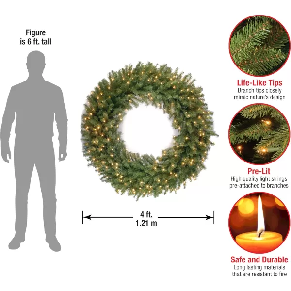 National Tree Company PreLit Artificial Christmas Wreath Green Norwood Fir White Lights Christmas Collection 48 InchesNational Tree Company PreLit Artificial Christmas Wreath Green Norwood Fir White Lights Christmas Collection 48 Inches