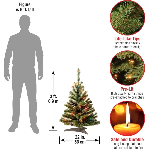 National Tree Company PreLit Artificial Medium Christmas Tree Green Kincaid Spruce Multicolor Lights Includes Stand 4 Feet3 ft