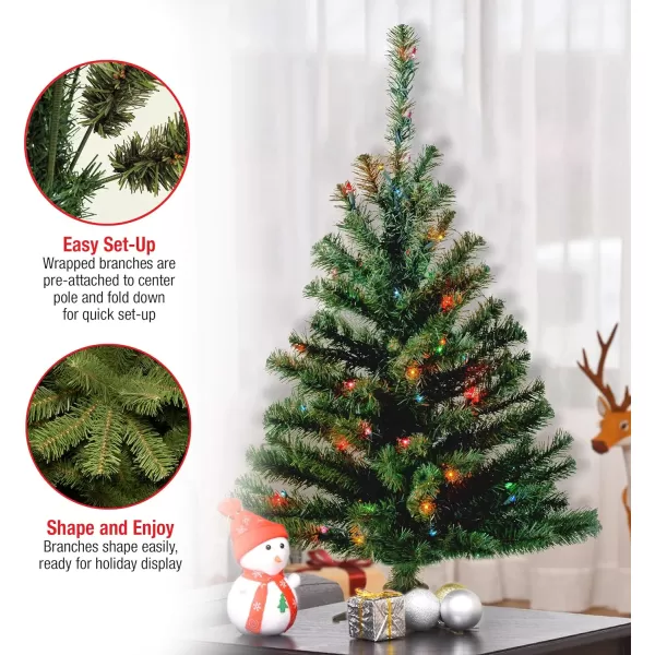 National Tree Company PreLit Artificial Medium Christmas Tree Green Kincaid Spruce Multicolor Lights Includes Stand 4 Feet3 ft