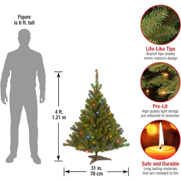 National Tree Company PreLit Artificial Medium Christmas Tree Green Kincaid Spruce Multicolor Lights Includes Stand 4 Feet4 ft