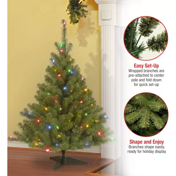 National Tree Company PreLit Artificial Medium Christmas Tree Green Kincaid Spruce Multicolor Lights Includes Stand 4 Feet4 ft