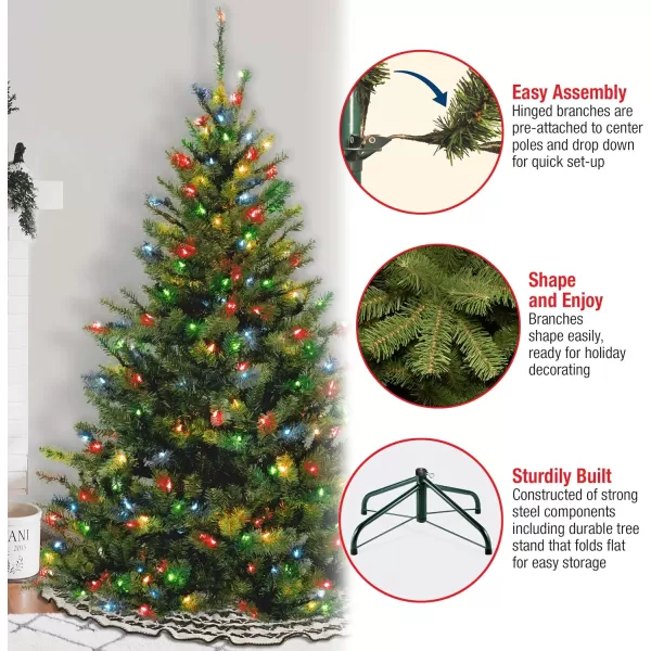 National Tree Company PreLit Artificial Medium Christmas Tree Green Kincaid Spruce Multicolor Lights Includes Stand 4 Feet6 ft