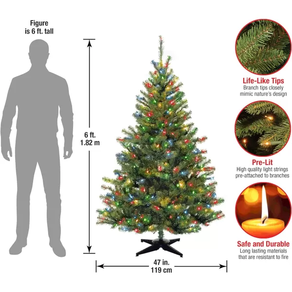 National Tree Company PreLit Artificial Medium Christmas Tree Green Kincaid Spruce Multicolor Lights Includes Stand 4 Feet6 ft