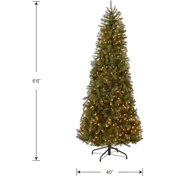 National Tree Company PreLit Artificial Slim Christmas Tree Green Dunhill Fir White Lights Includes Stand 12 Feet65 ft