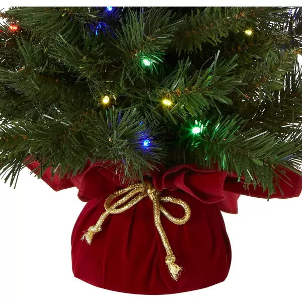 National Tree Company Prelit Artificial Mini Christmas Tree  Includes MultiColor LED Lights and Cloth Bag Base  Majestic Fir  2 ftMulti Color