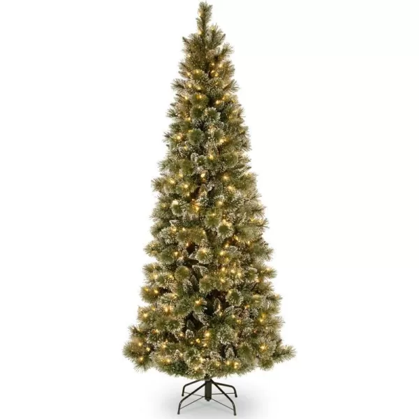 National Tree 65 Foot Glittery Bristle Slim Pine Tree ft65 ft Green