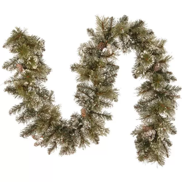 National Tree Company Artificial Christmas Garland Green Glittery Pine Decorated With Pine Cones Frosted Branches Christmas Collection 6 FeetNo Size Green