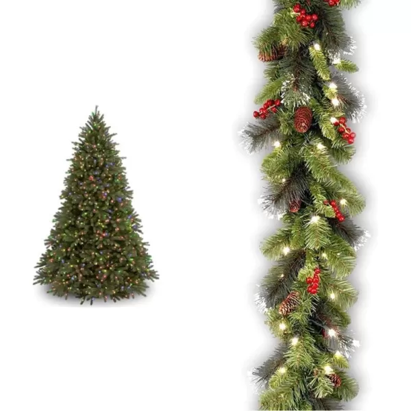 National Tree Company Feel Real Prelit Artificial Christmas Tree  Includes Prestrung MultiColor Lights and Stand  Jersey Fraser Fir  75 ft75 ft Tree  Garland Crestwood Spruce