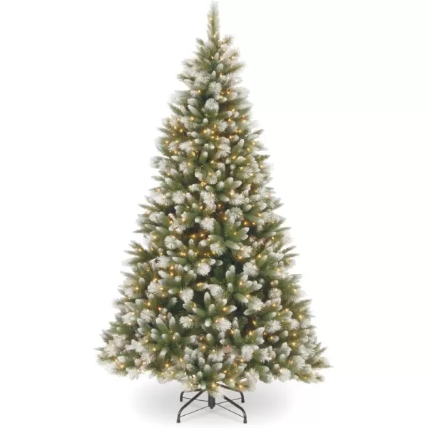 National Tree Company Feel Real Prelit Artificial Christmas Tree  Includes Prestrung White Lights and Stand  Frosted Alaskan Pine  75 ftNational Tree Company Feel Real Prelit Artificial Christmas Tree  Includes Prestrung White Lights and Stand  Frosted Alaskan Pine  75 ft