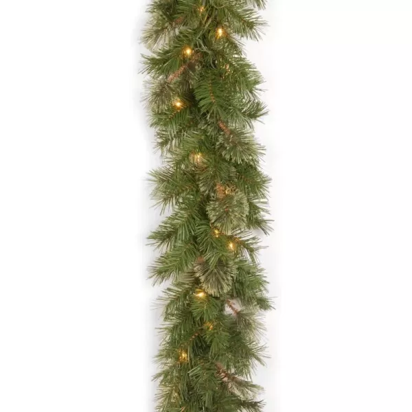 National Tree Company PreLit Artificial Christmas Garland Green Atlanta Spruce White Lights Plug In Christmas Collection 9 FeetGarland